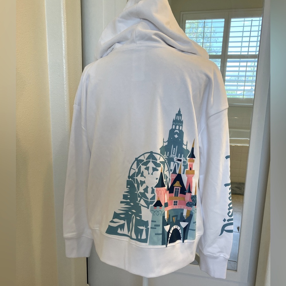 Disney castle zipper hoodie sweatshirt, white and teal, size Large - NWT - Picture 4 of 12